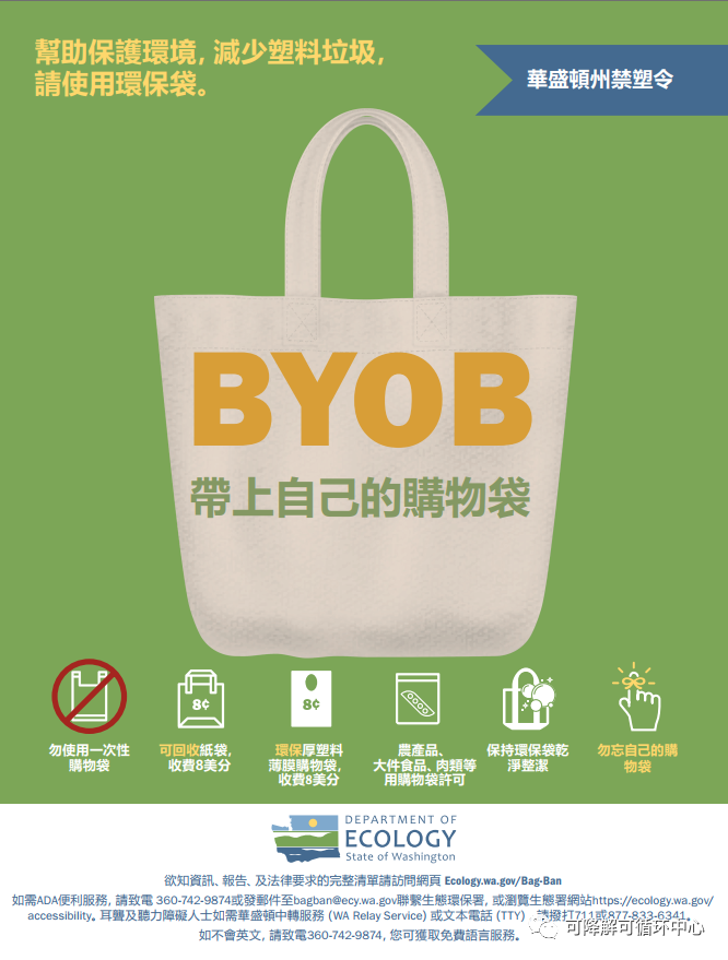 10月1日實施！華盛頓州一次性塑料袋禁令